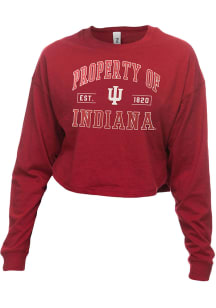 Indiana Hoosiers Womens Crimson Drop Shoulder Cropped LS Tee
