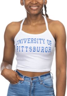 Pitt Panthers Womens White Crop Halter Tank Top