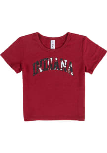 Indiana Hoosiers Girls Cardinal Tie Dye Wordmark Short Sleeve Tee