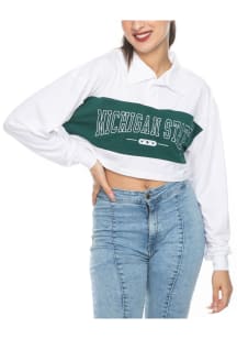 Michigan State Spartans Womens White Rugby LS Tee