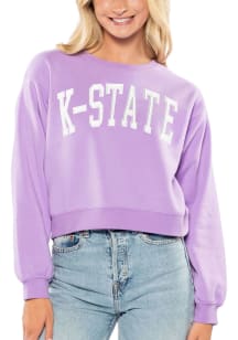 K-State Wildcats Womens Lavender Cropped Crew Sweatshirt