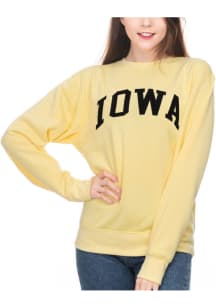 Iowa Hawkeyes Womens Yellow Sport Design Crew Sweatshirt