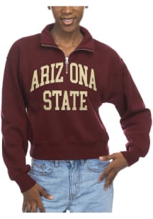 Arizona State Sun Devils Womens Maroon Sport Crop Qtr Zip
