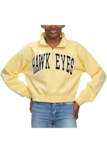 Iowa Hawkeyes Womens Yellow Sport Crop Qtr Zip
