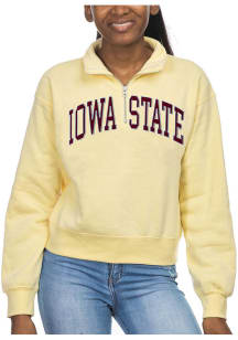 Iowa State Cyclones Womens Yellow Sport Crop Qtr Zip