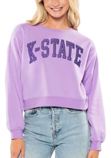 K-State Wildcats Womens Lavender Cropped Sport Crew Sweatshirt