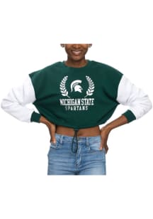 Michigan State Spartans Womens Green Cinch Crew Sweatshirt