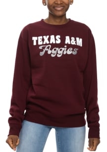 Texas A&M Aggies Womens Maroon Glitter Sport Crew Sweatshirt