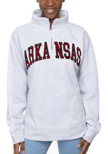 Arkansas Razorbacks Womens Ash Sport Fleece Qtr Zip