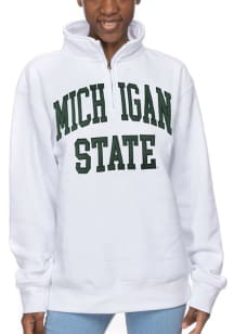 Michigan State Spartans Womens White Sport Fleece Design Qtr Zip
