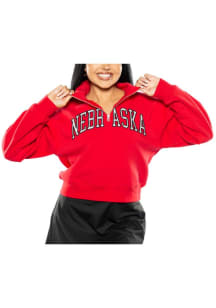 Nebraska Cornhuskers Womens Red Cropped Sport Fleece Qtr Zip