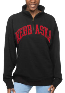 Nebraska Cornhuskers Womens Black Sport Fleece Qtr Zip