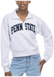 Penn State Nittany Lions Womens Ash Cropped Sport Fleece Qtr Zip