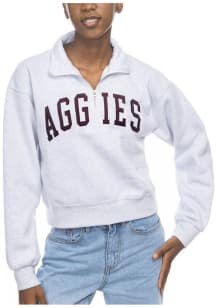Texas A&M Aggies Womens Ash Cropped Sport Fleece Qtr Zip