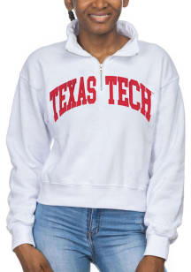 Texas Tech Red Raiders Womens White Cropped Sport Fleece Qtr Zip
