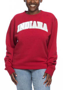 Indiana Hoosiers Womens Crimson Sparkle Chenille Sport Fleece Crew Sweatshirt