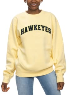 Iowa Hawkeyes Womens Yellow Chenille Sport Fleece Crew Sweatshirt