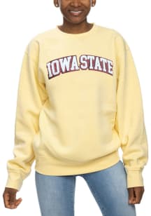 Iowa State Cyclones Womens Yellow Sparkle Chenille Sport Fleece Crew Sweatshirt