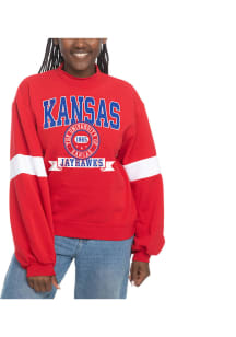 Kansas Jayhawks Womens Red Mock Neck Crew Sweatshirt