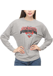 Ohio State Buckeyes Womens Grey Drop Shoulder LS Tee