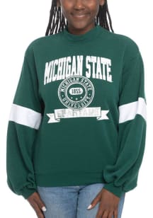 Michigan State Spartans Womens Green Mock Neck Crew Sweatshirt