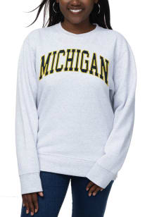 Michigan Wolverines Womens Ash Sport Fleece Crew Sweatshirt