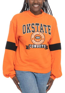 Oklahoma State Cowboys Womens Orange Mock Neck Crew Sweatshirt