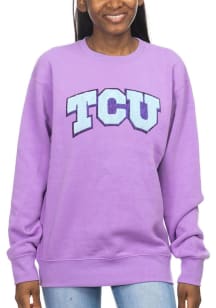 TCU Horned Frogs Womens Lavender Sparkle Chenille Sport Fleece Crew Sweatshirt