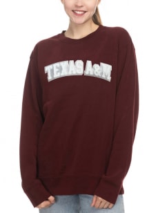 Texas A&M Aggies Womens Maroon Sparkle Chenille Sport Fleece Crew Sweatshirt