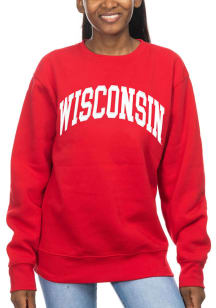 Wisconsin Badgers Womens Red Sport Fleece Crew Sweatshirt