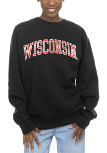 Wisconsin Badgers Womens Black Sport Fleece Crew Sweatshirt