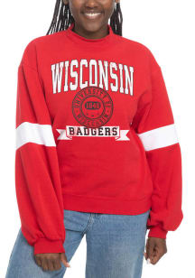 Wisconsin Badgers Womens Red Mock Neck Crew Sweatshirt