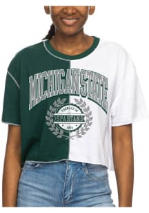 Michigan State Spartans Womens White Colorblock Short Sleeve T-Shirt