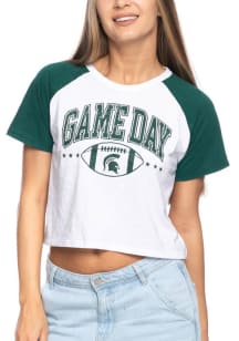 Michigan State Spartans Womens White Raglan Classic Short Sleeve T-Shirt
