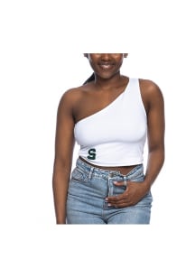 Michigan State Spartans Womens White One Shoulder Tank Top