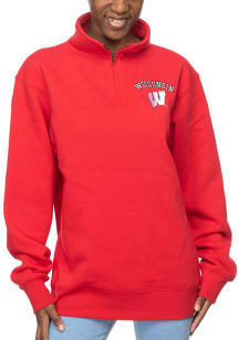 Wisconsin Badgers Womens Red Sport Design Qtr Zip