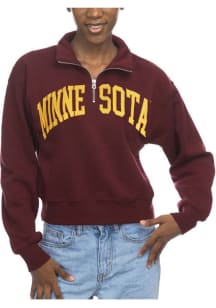Minnesota Golden Gophers Womens Maroon Cropped Sport Qtr Zip