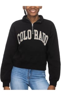 Colorado Buffaloes Womens Black Cropped Sport Qtr Zip