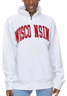 Wisconsin Badgers Womens White Sport Fleece Qtr Zip