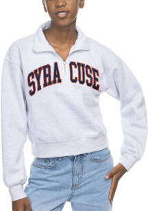 Syracuse Orange Womens Ash Cropped Sport Fleece Qtr Zip