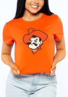 Oklahoma State Cowboys Womens Orange Crop Detail Short Sleeve T-Shirt