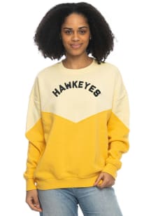Iowa Hawkeyes Womens Yellow Bestie Crew Sweatshirt