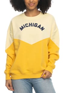 Michigan Wolverines Womens Gold Bestie Crew Sweatshirt