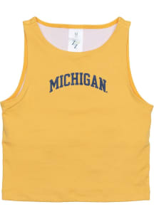 Michigan Wolverines Girls Yellow 1st Down Short Sleeve Tank Top