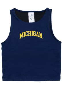 Michigan Wolverines Girls Blue 1st Down Short Sleeve Tank Top