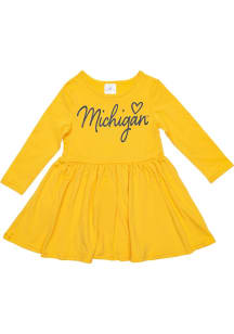 Michigan Wolverines Toddler Yellow Primary Logo Long Sleeve Dress