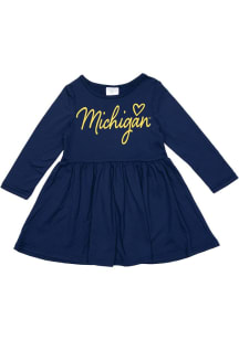 Michigan Wolverines Toddler Blue Primary Logo Long Sleeve Dress