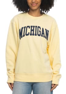 Michigan Wolverines Womens Yellow Sport Fleece Crew Sweatshirt