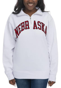 Nebraska Cornhuskers Womens White Sport Fleece Qtr Zip