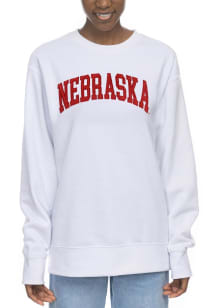 Nebraska Cornhuskers Womens White Sport Fleece Crew Sweatshirt